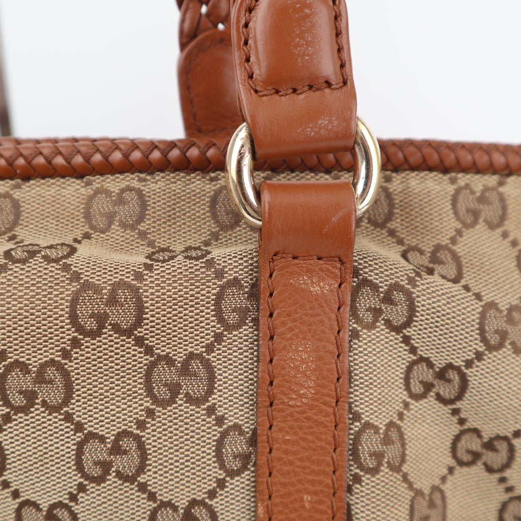 C2701 Gucci Tote Bag GG Canvas Marrakech | Pre-Owned Very Good Brown Canvas GG