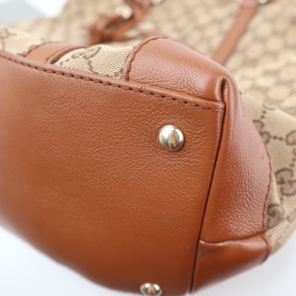 C2701 Gucci Tote Bag GG Canvas Marrakech | Pre-Owned Very Good Brown Canvas GG