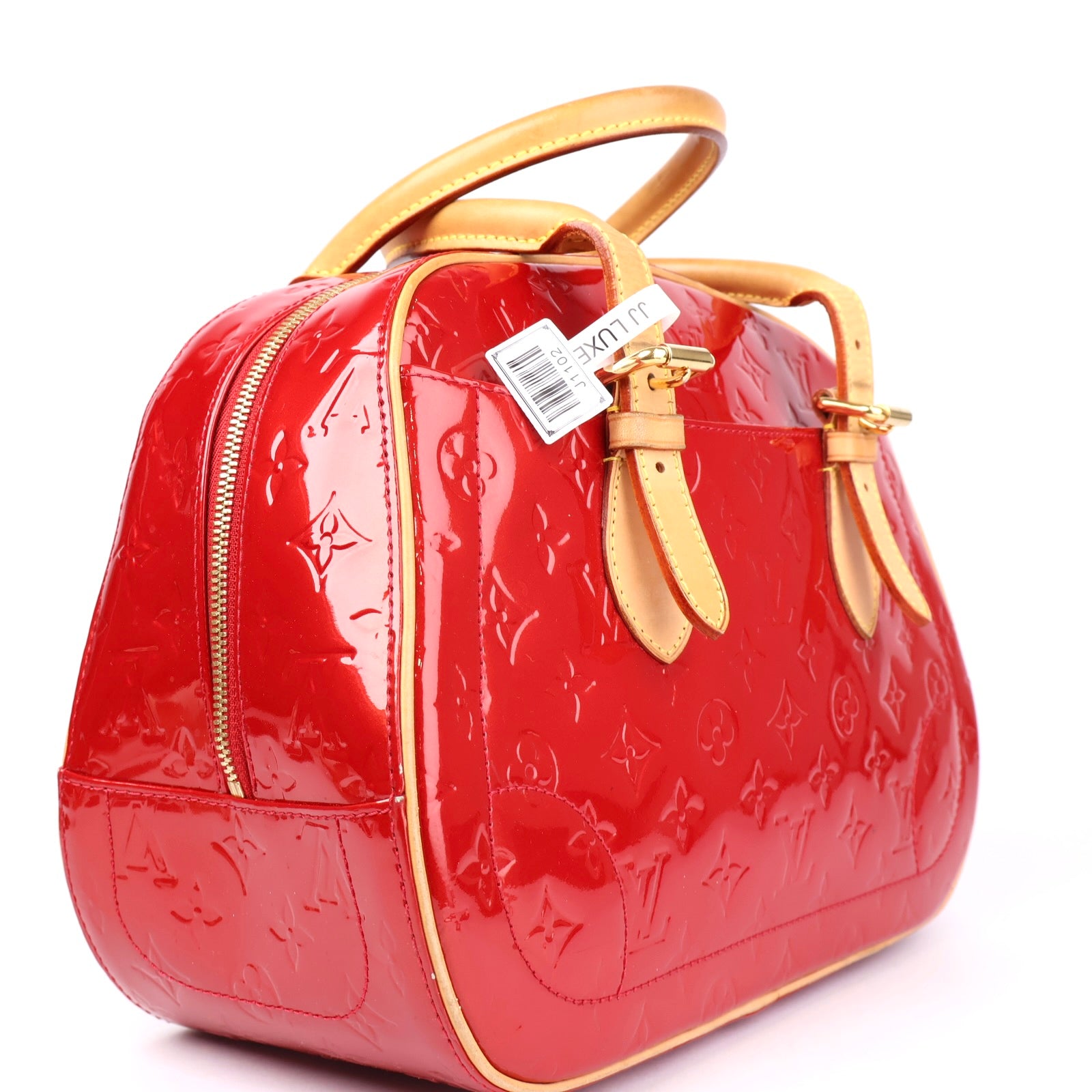 J1102 Louis Vuitton Summit Drive Monogram Vernis Handbag Red- Pre Owned