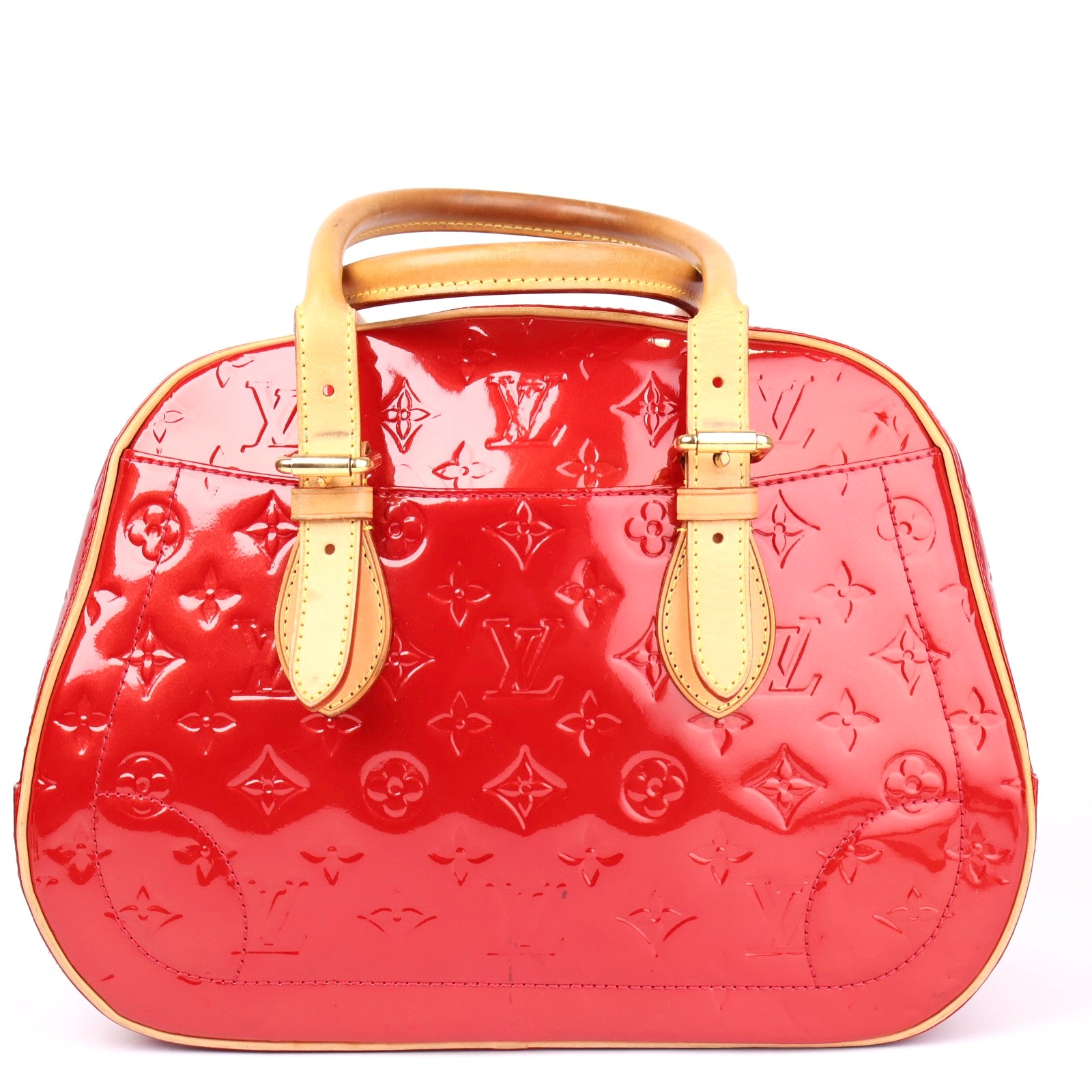 J1102 Louis Vuitton Summit Drive Monogram Vernis Handbag Red- Pre Owned