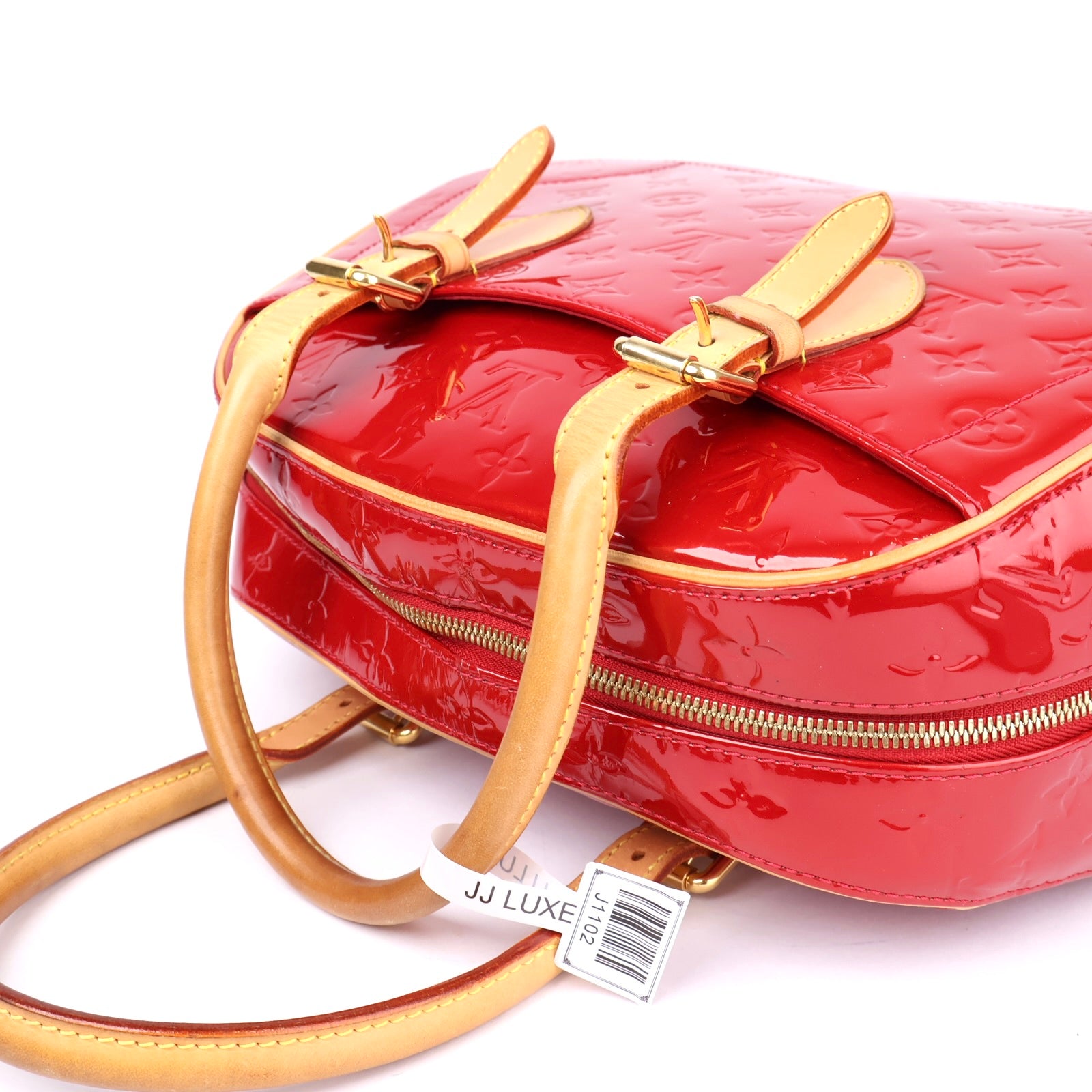 J1102 Louis Vuitton Summit Drive Monogram Vernis Handbag Red- Pre Owned