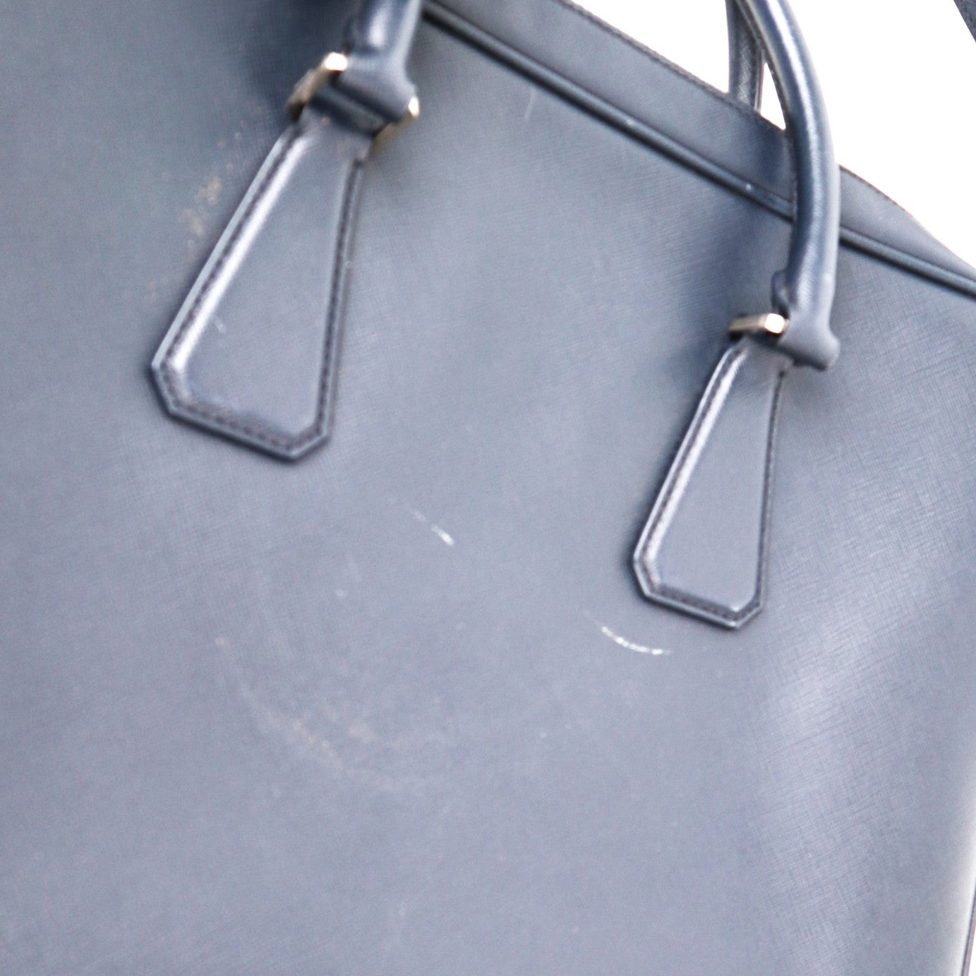 C1219 Prada Briefcase in Navy Blue Saffiano Leather -Pre Owned