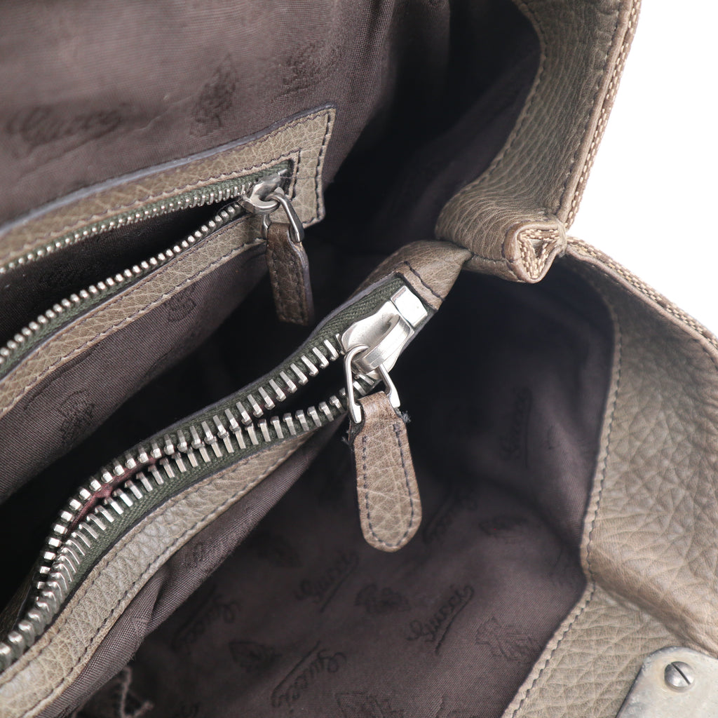 C2703 Gucci Tote Bag Medium GG Canvas Bamboo Libeccio tote bag | Pre-Owned Very Good Brown Canvas GG