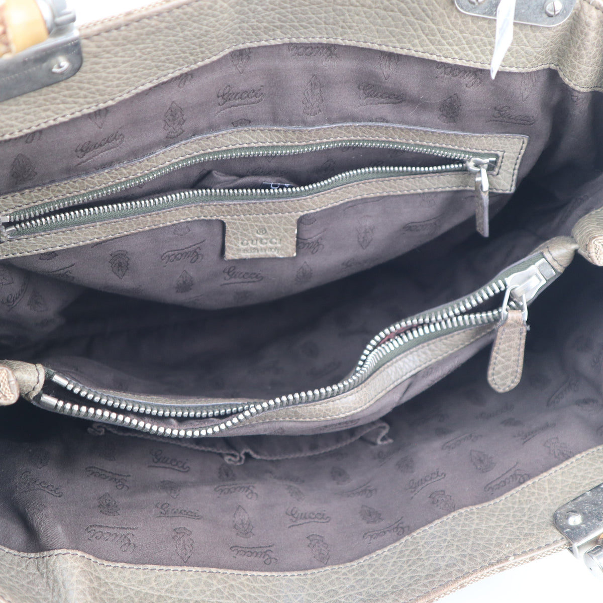 C2703 Gucci Tote Bag Medium GG Canvas Bamboo Libeccio tote bag | Pre-Owned Very Good Brown Canvas GG