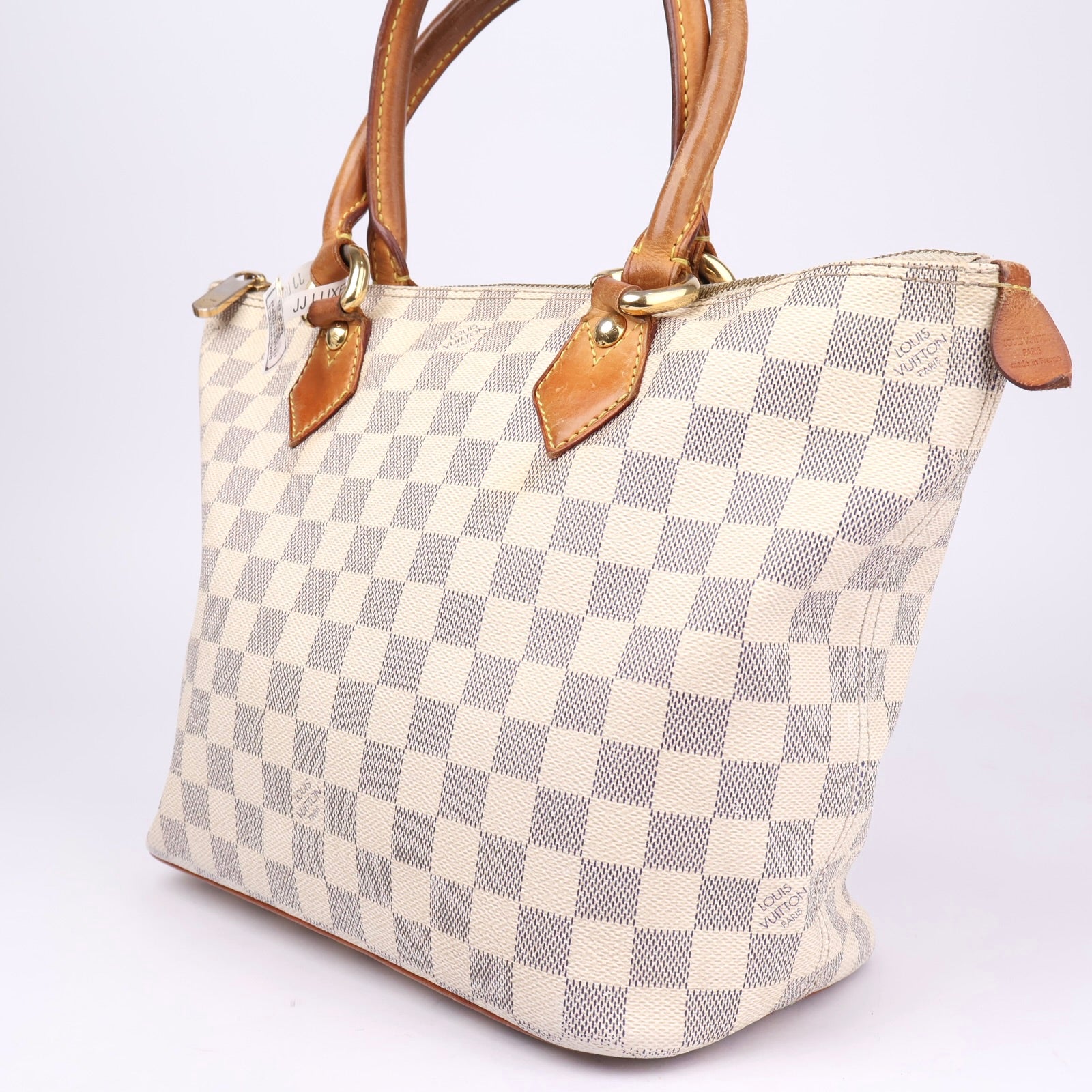 J1098 Louis Vuitton Saleya PM White Damier Azur Canvas Handbag- Pre Owned