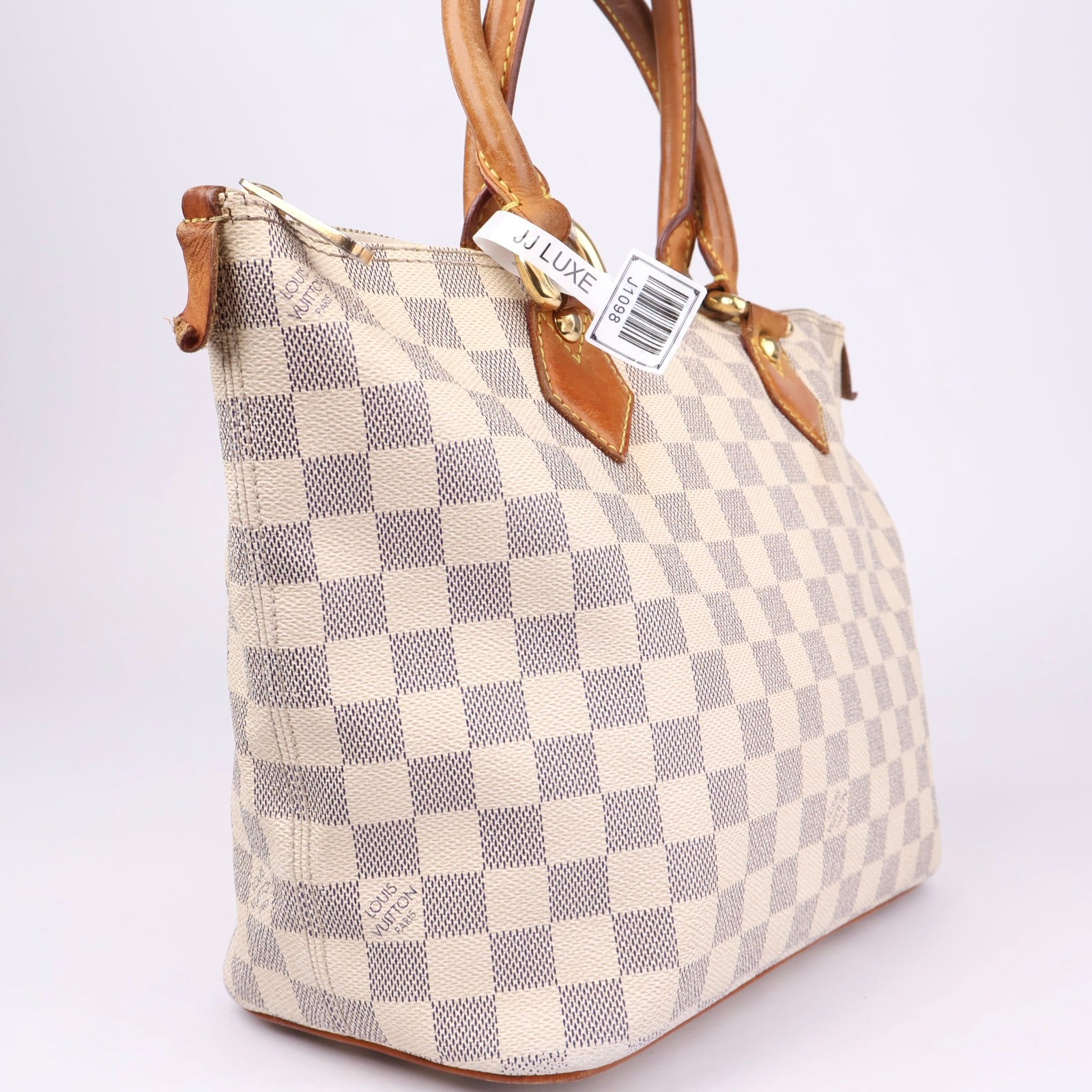 J1098 Louis Vuitton Saleya PM White Damier Azur Canvas Handbag- Pre Owned