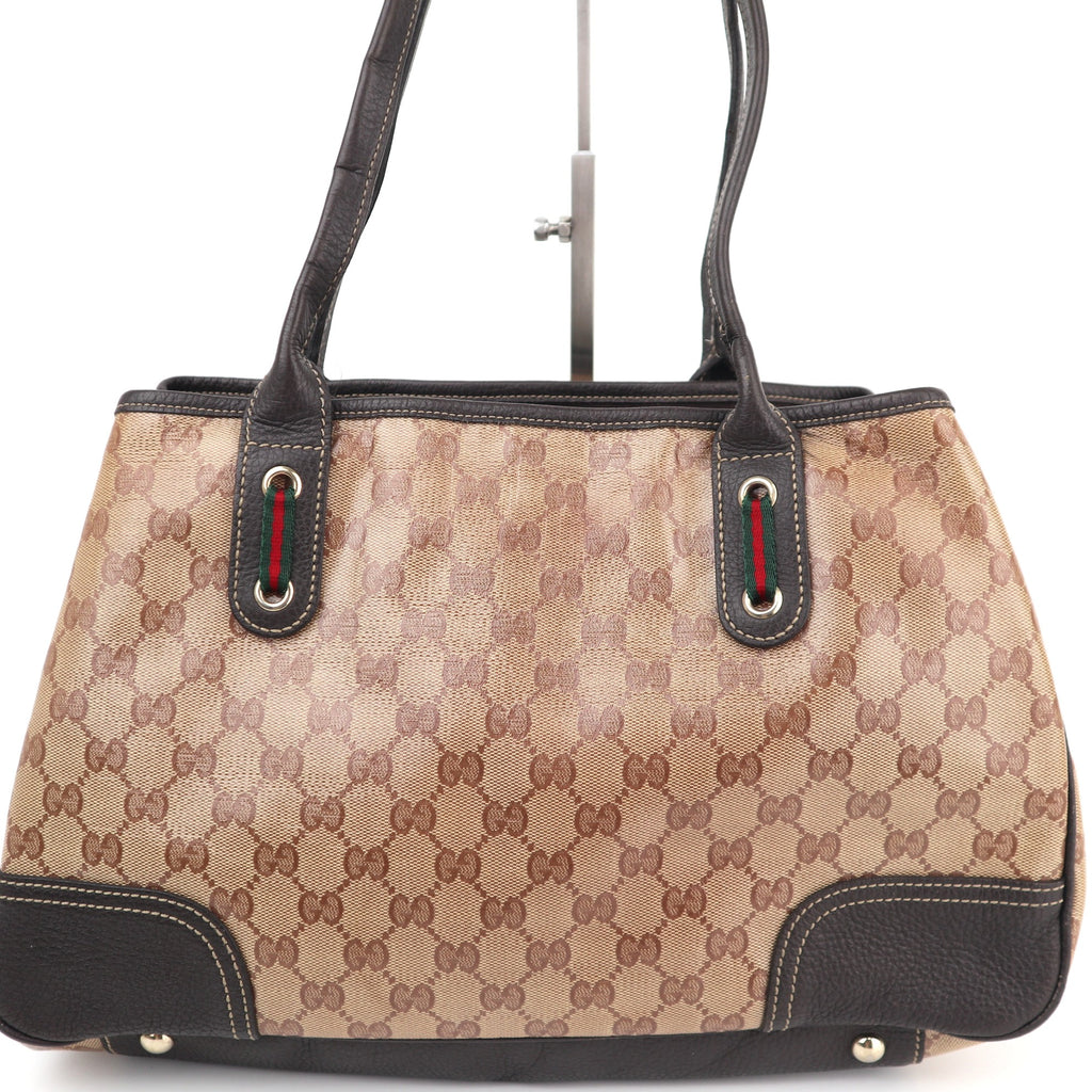 C2704 Gucci Tote Bag Vintage GG Canvas Princy Tote Bag | Pre-Owned Very Good Brown Canvas GG