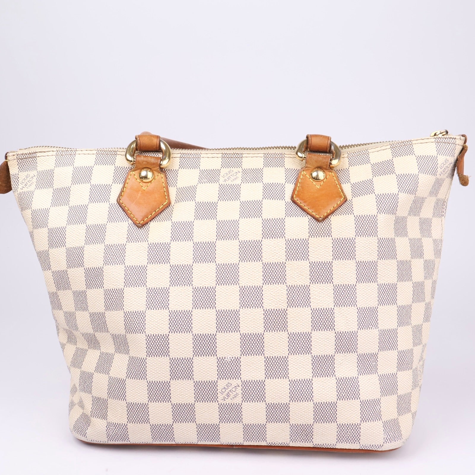 J1098 Louis Vuitton Saleya PM White Damier Azur Canvas Handbag- Pre Owned