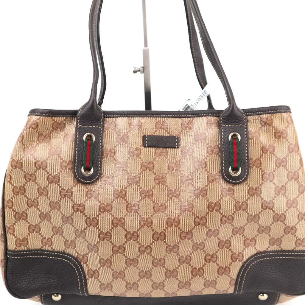 C2704 Gucci Tote Bag Vintage GG Canvas Princy Tote Bag | Pre-Owned Very Good Brown Canvas GG