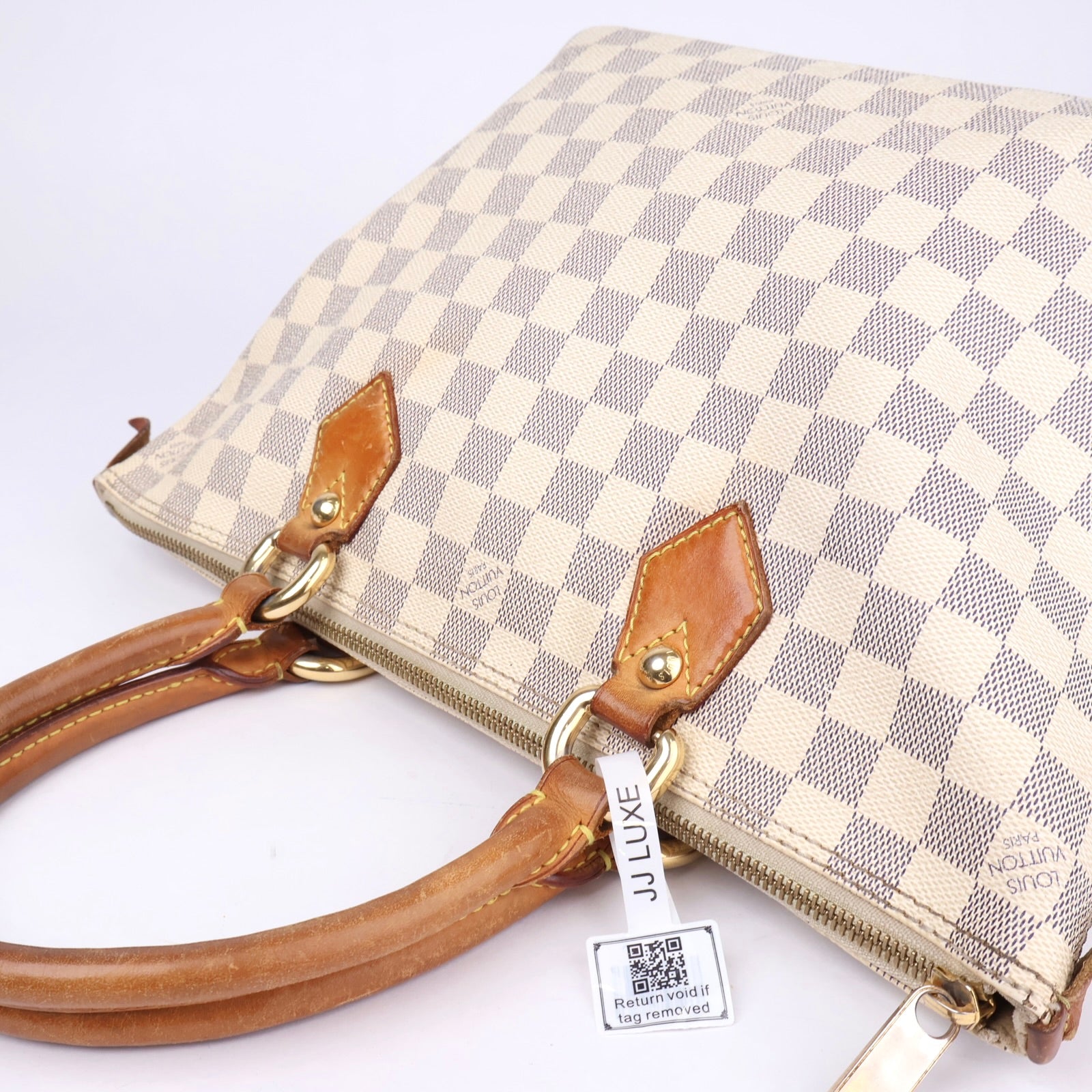 J1098 Louis Vuitton Saleya PM White Damier Azur Canvas Handbag- Pre Owned