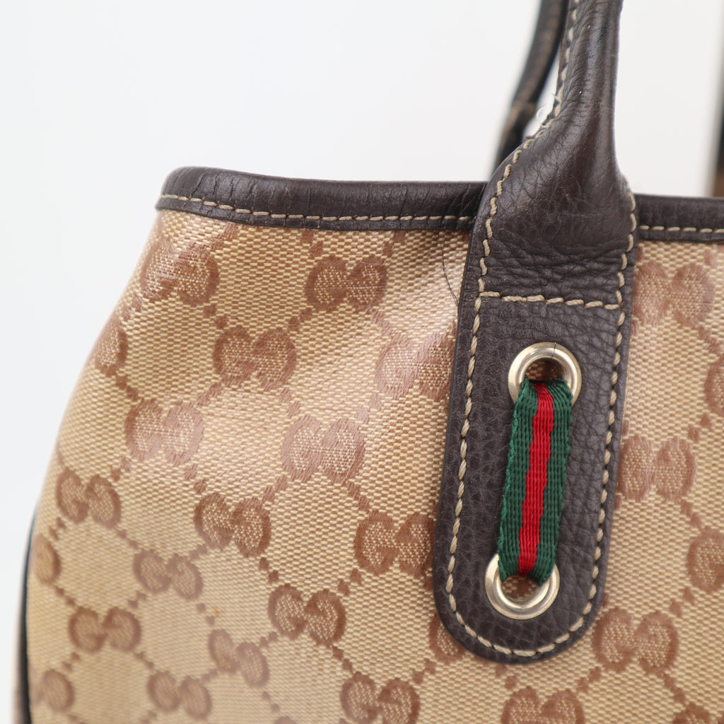 C2704 Gucci Tote Bag Vintage GG Canvas Princy Tote Bag | Pre-Owned Very Good Brown Canvas GG