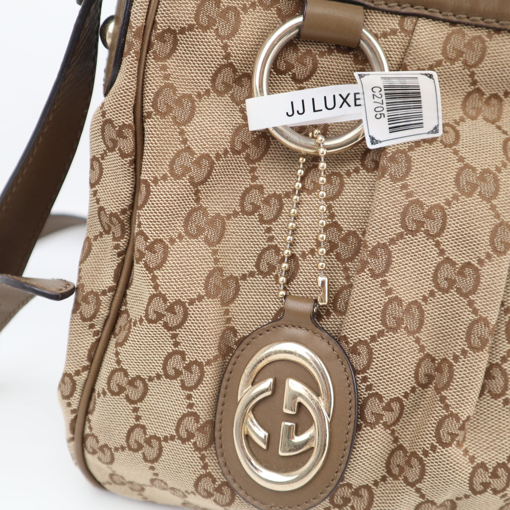 C2705 Gucci Tote Bag GG Canvas Sukey Shoulder Bag | Pre-Owned Very Good Brown Canvas GG