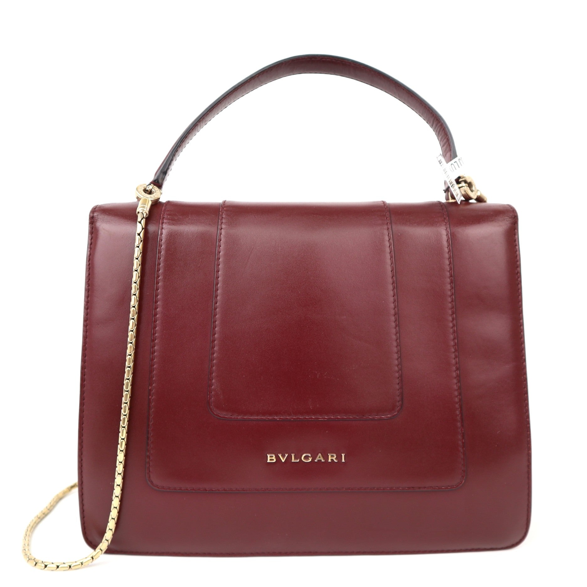 C1221 Bulgari Calfskin Serpenti Forever Top Handle Red-Pre Owned