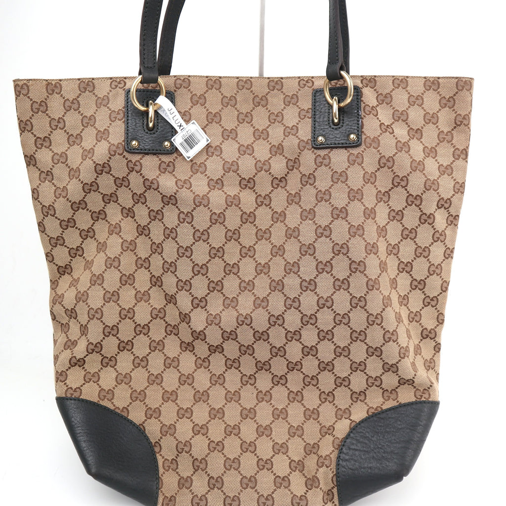 C2707 Gucci Tote Bag GG Canvas Charm Vertical Tote Bag | Pre-Owned Excellent Brown Canvas GG