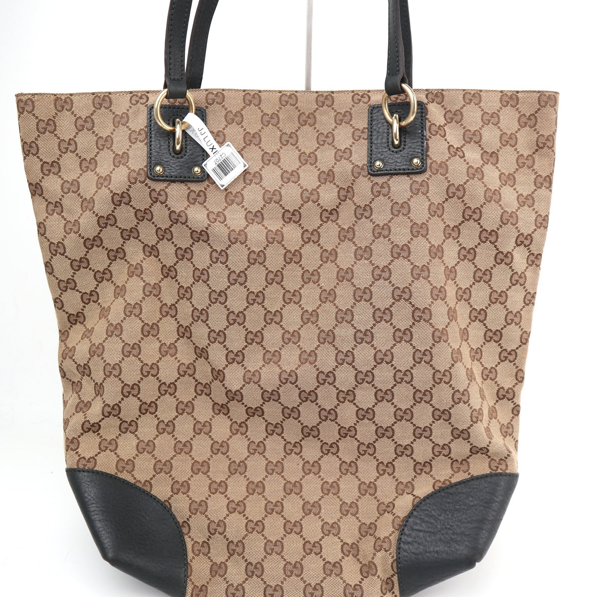 C2707 Gucci Tote Bag GG Canvas Charm Vertical Tote Bag | Pre-Owned Excellent Brown Canvas GG