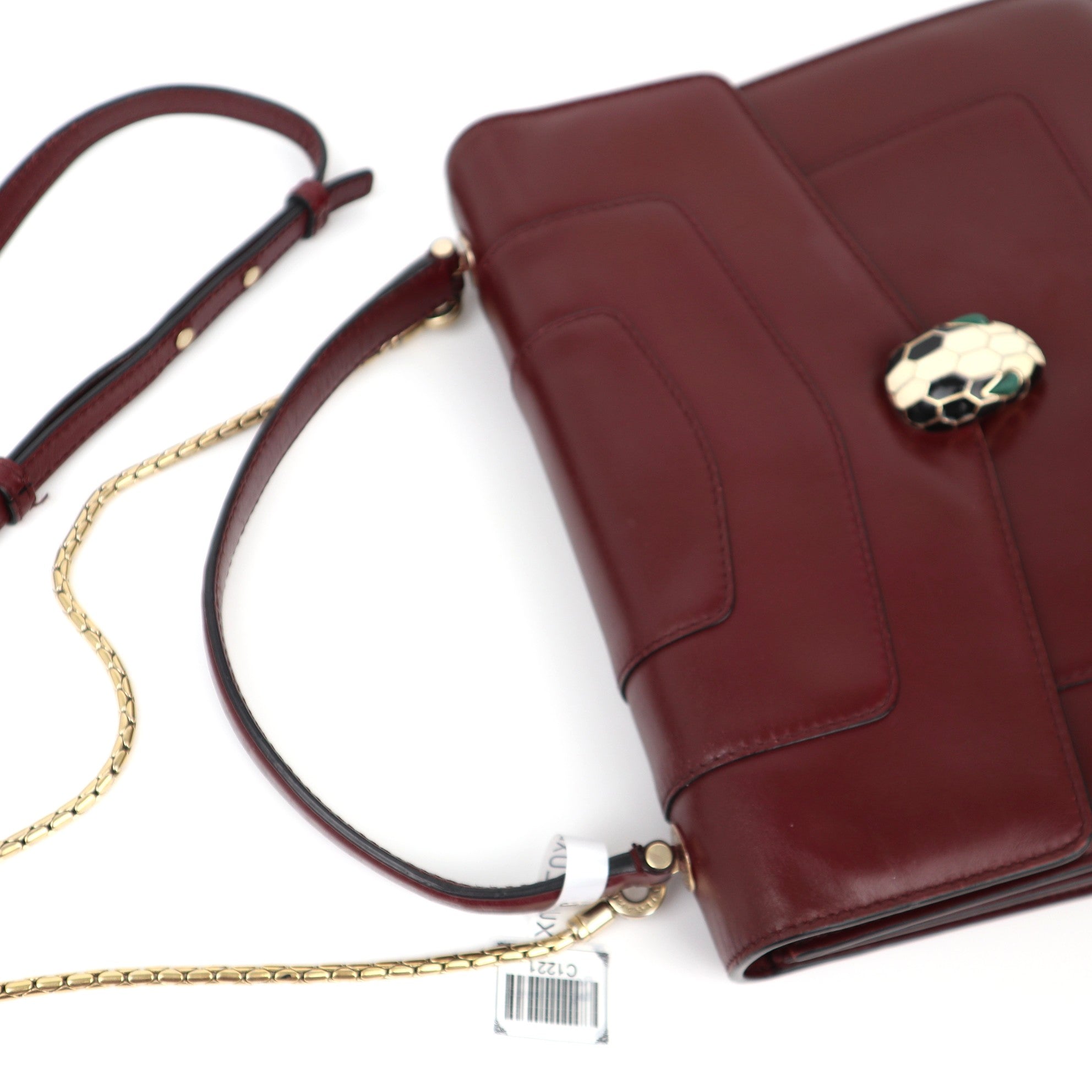 C1221 Bulgari Calfskin Serpenti Forever Top Handle Red-Pre Owned