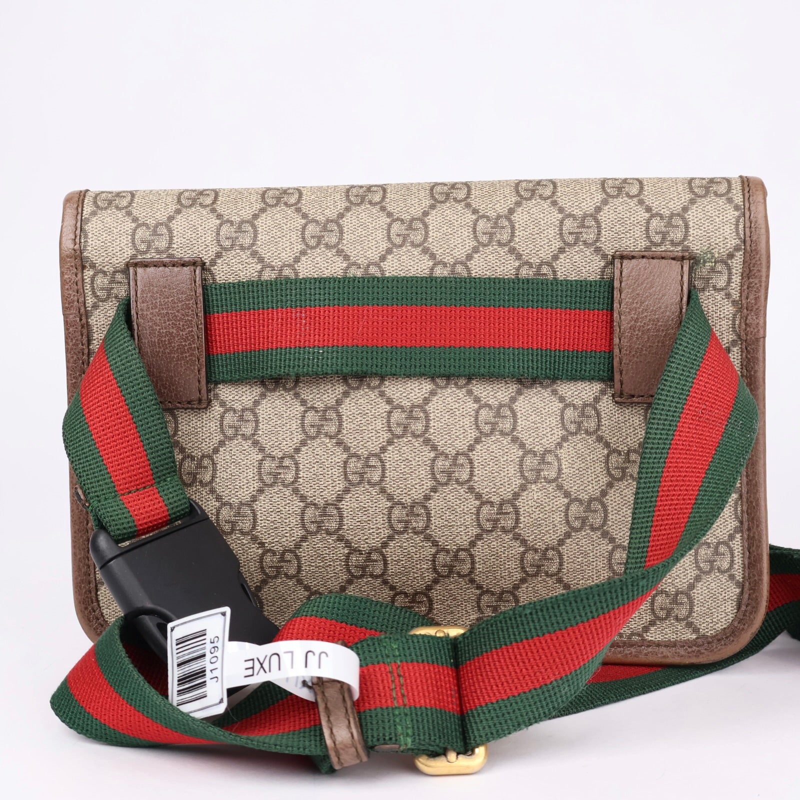 J1095 Gucci GG Supreme Belt Bag Brown Cloth- Pre Owned