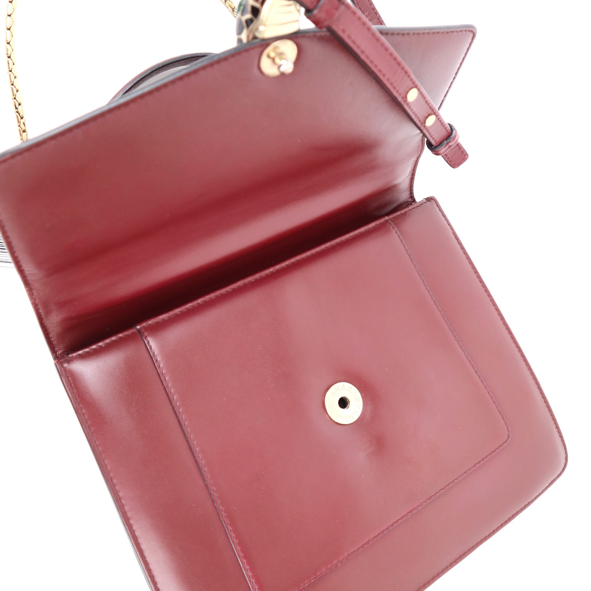 C1221 Bulgari Calfskin Serpenti Forever Top Handle Red-Pre Owned