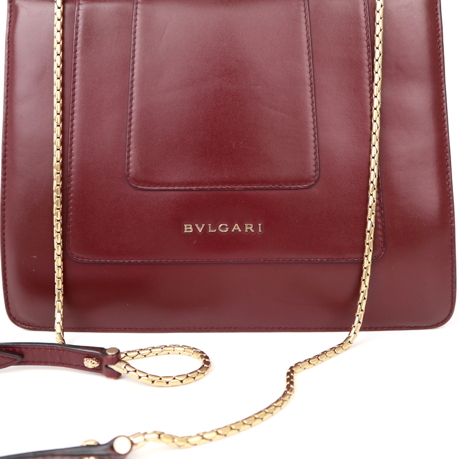 C1221 Bulgari Calfskin Serpenti Forever Top Handle Red-Pre Owned