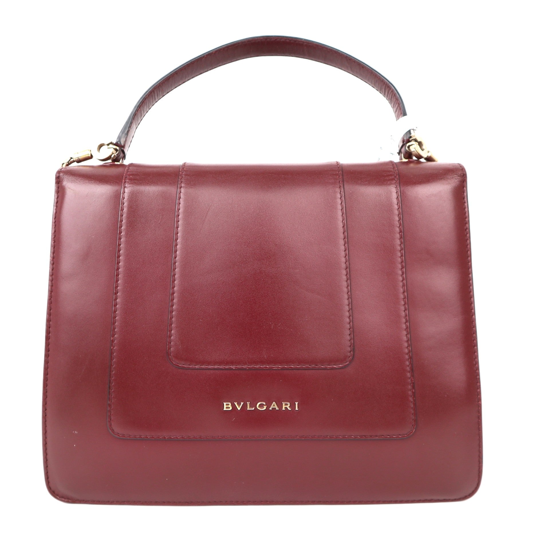 C1221 Bulgari Calfskin Serpenti Forever Top Handle Red-Pre Owned