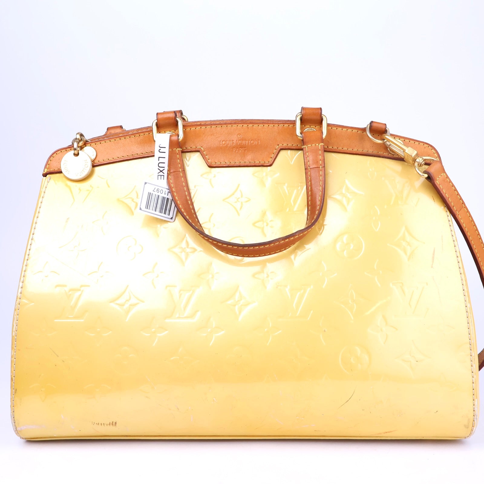 J1097 Louis Vuitton Blanc Corail Monogram Vernis Brea MM Bag- Pre Owned