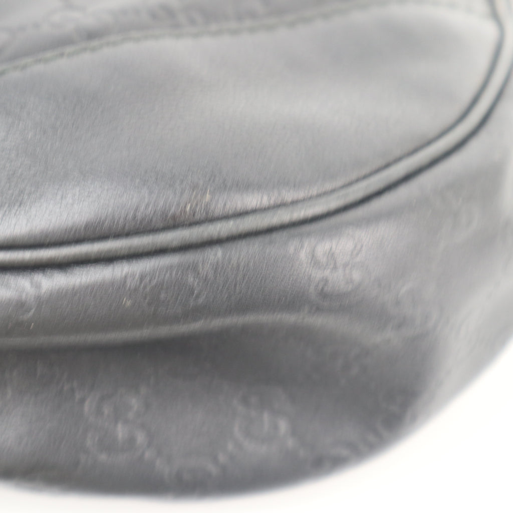 C2708 Gucci Tote Bag Black Guccissima Leather Medium Charlotte Hobo Bag | Pre-Owned Very Good Black Leather GG