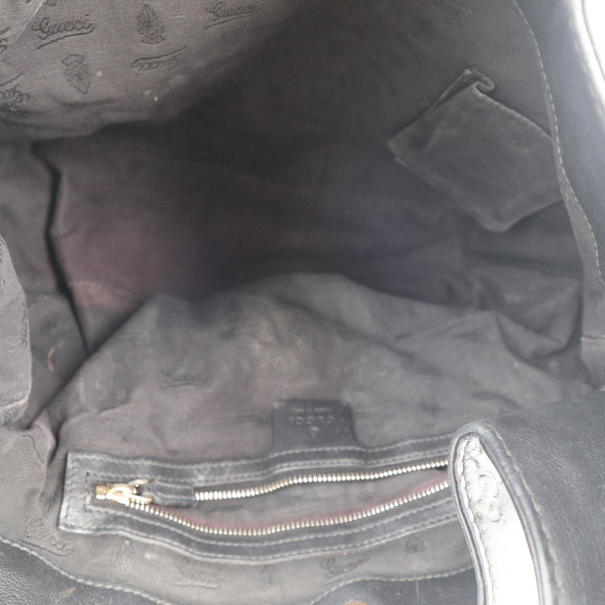 C2708 Gucci Tote Bag Black Guccissima Leather Medium Charlotte Hobo Bag | Pre-Owned Very Good Black Leather GG