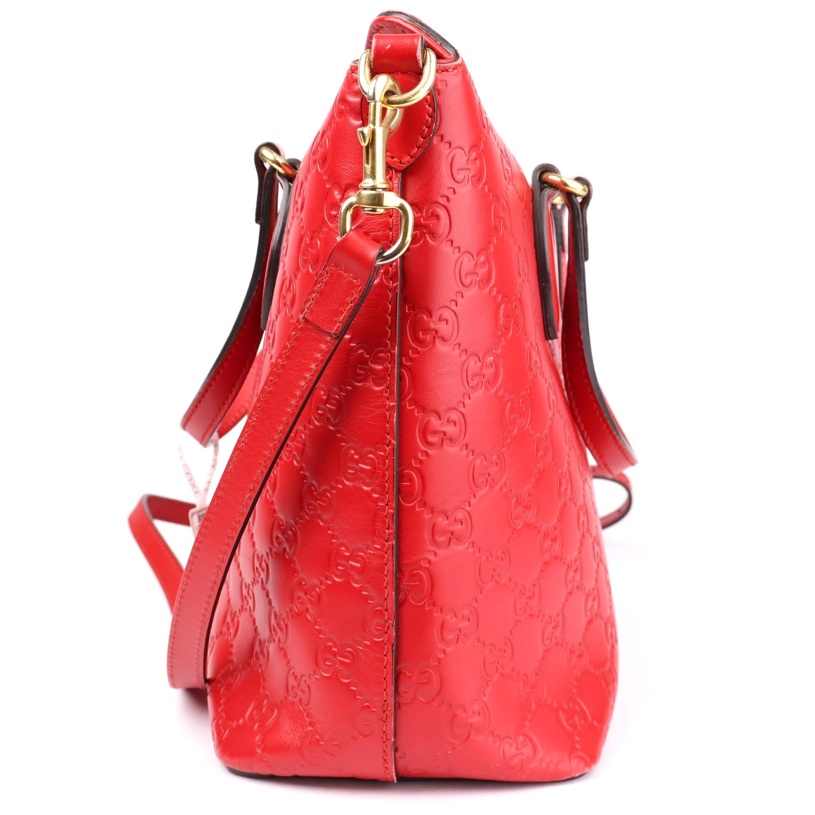 J1091 Gucci Red Guccissima Leather Top Handle Bag- Pre Owned