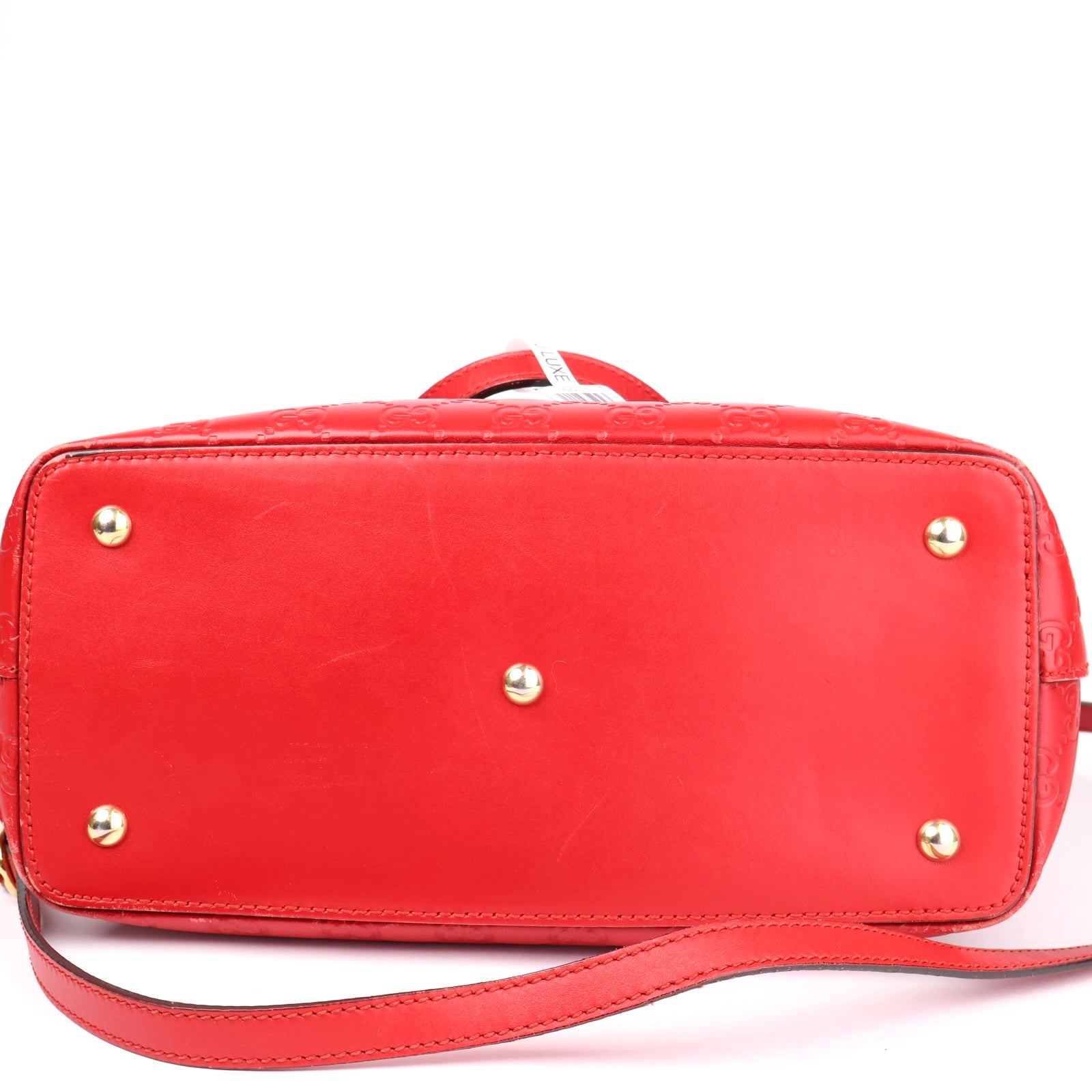 J1091 Gucci Red Guccissima Leather Top Handle Bag- Pre Owned