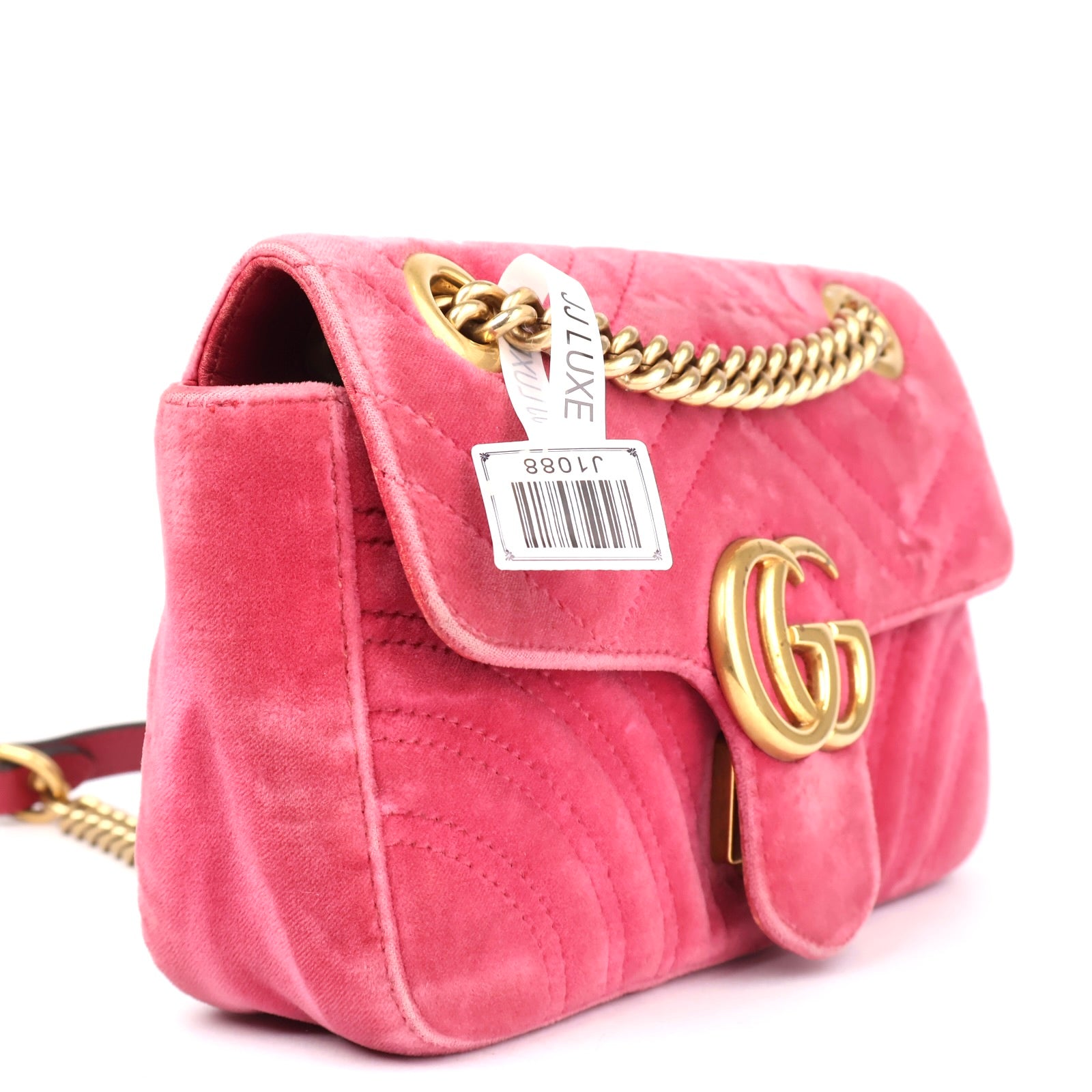 J1088 Gucci Velvet Matelasse Mini GG Marmont Shoulder Bag- Pre Owned