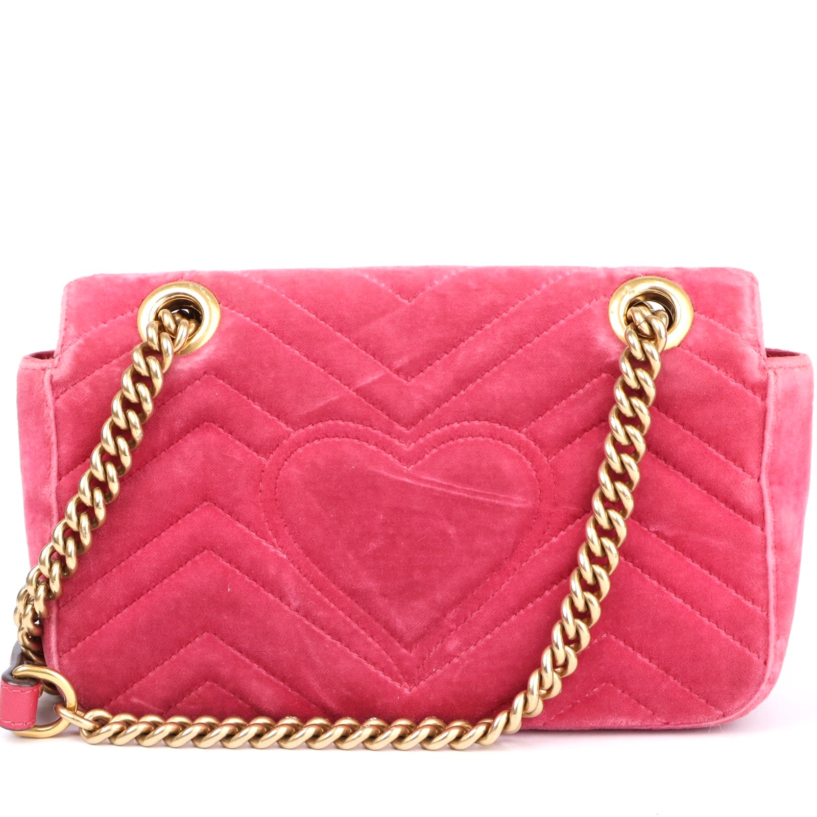 J1088 Gucci Velvet Matelasse Mini GG Marmont Shoulder Bag- Pre Owned
