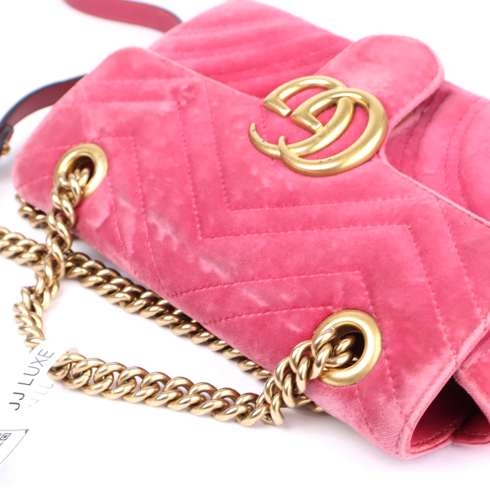J1088 Gucci Velvet Matelasse Mini GG Marmont Shoulder Bag- Pre Owned