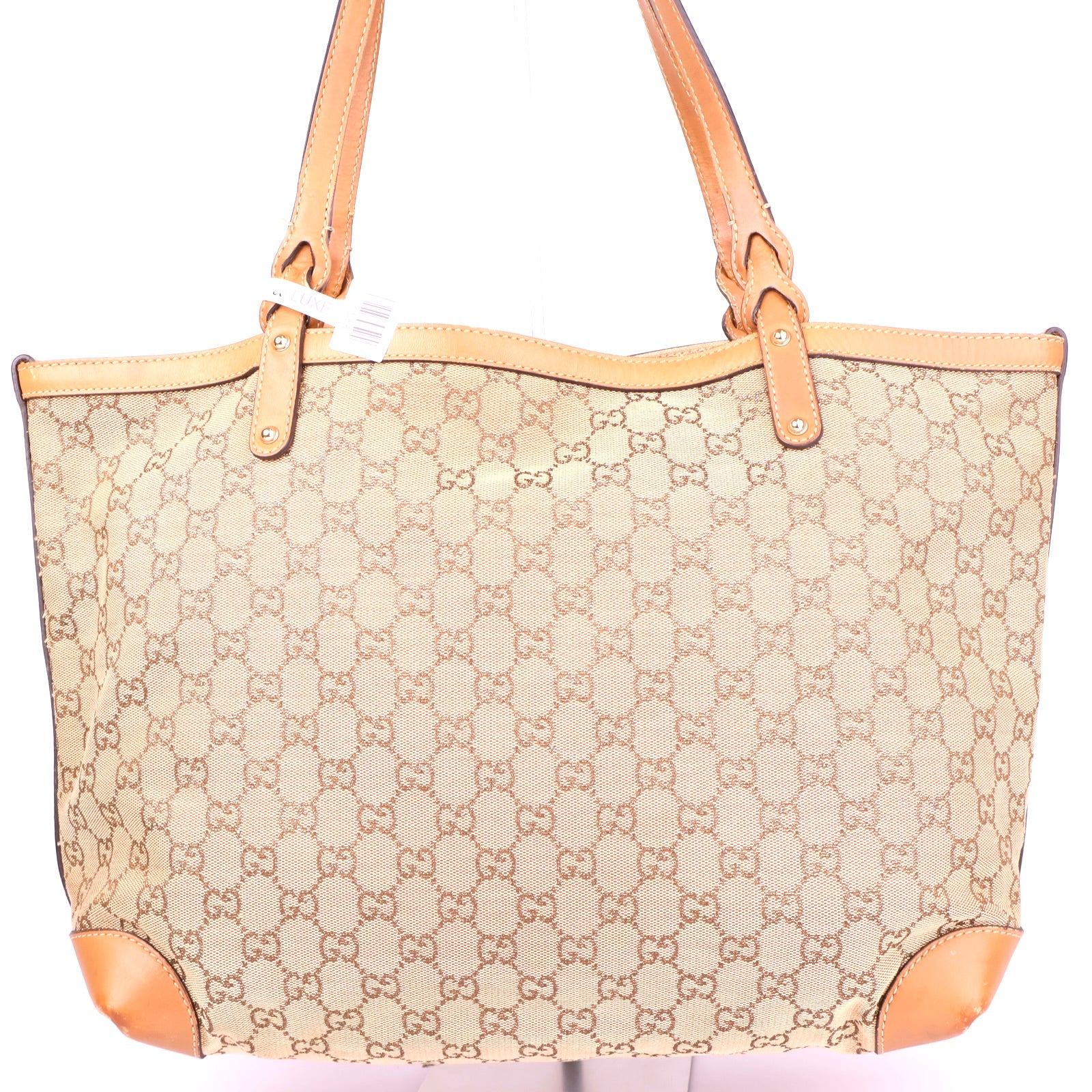 J1086 Gucci Brown Canvas Tote Bag Cloth- Pre Owned