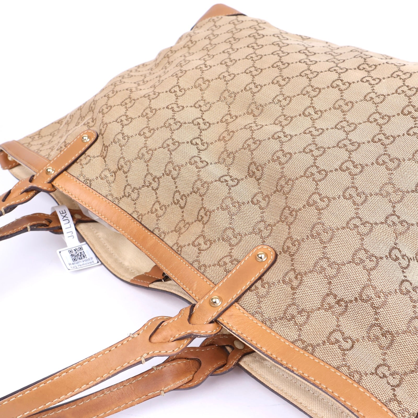 J1086 Gucci Brown Canvas Tote Bag Cloth- Pre Owned