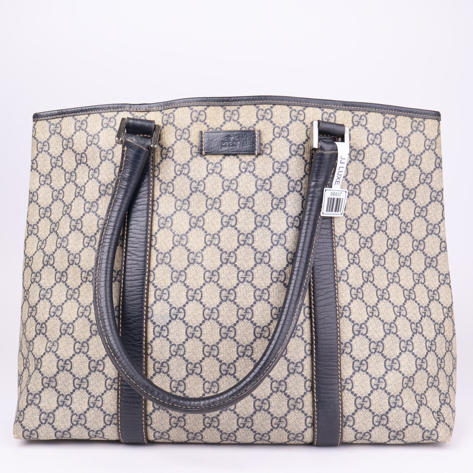 J1090 Gucci Beige/Ebony Coated Canvas Large Tote Bag- Pre Owned