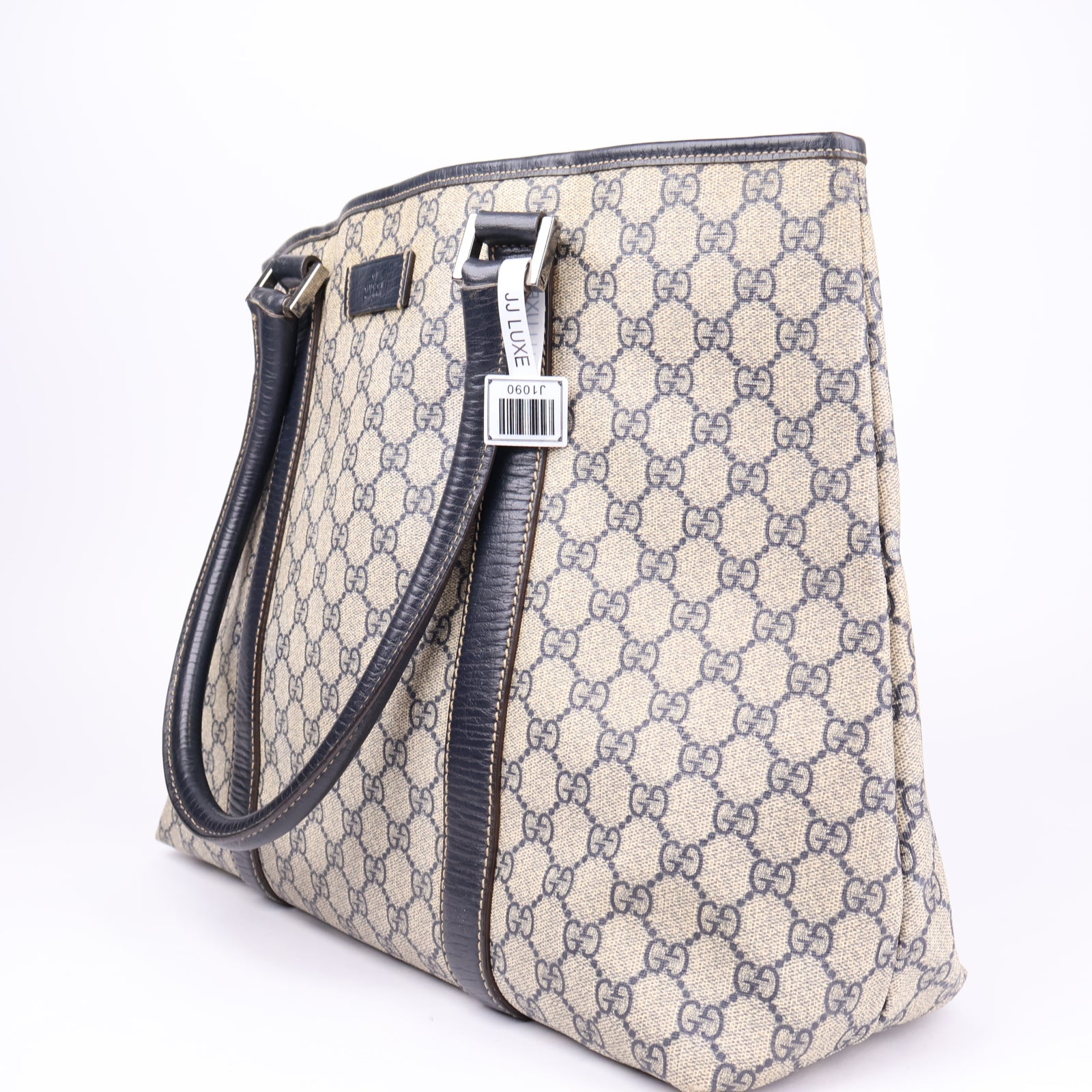 J1090 Gucci Beige/Ebony Coated Canvas Large Tote Bag- Pre Owned