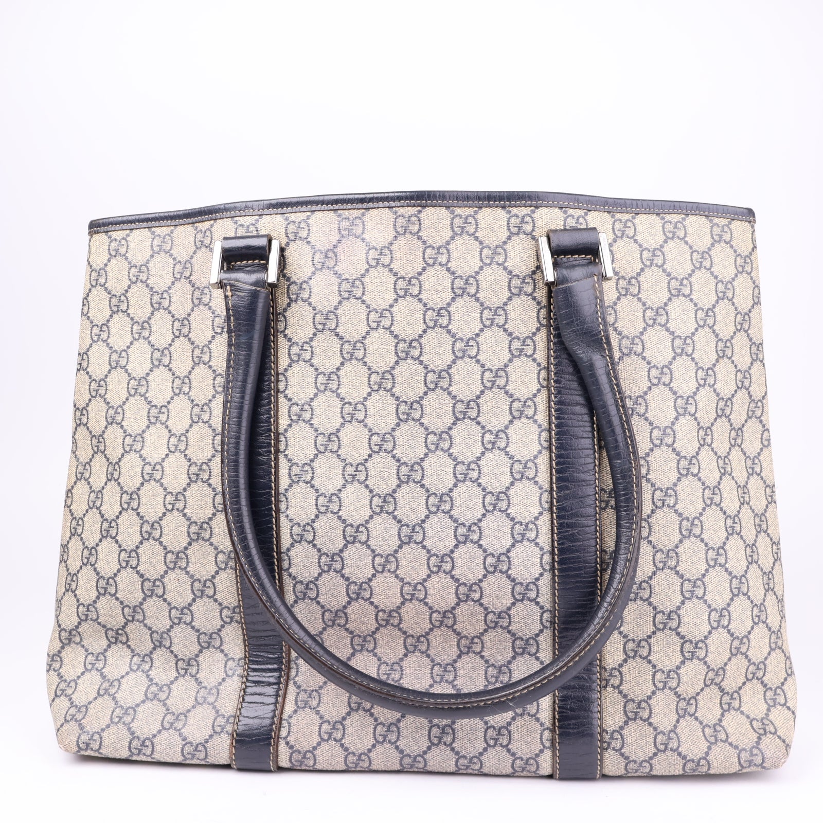 J1090 Gucci Beige/Ebony Coated Canvas Large Tote Bag- Pre Owned