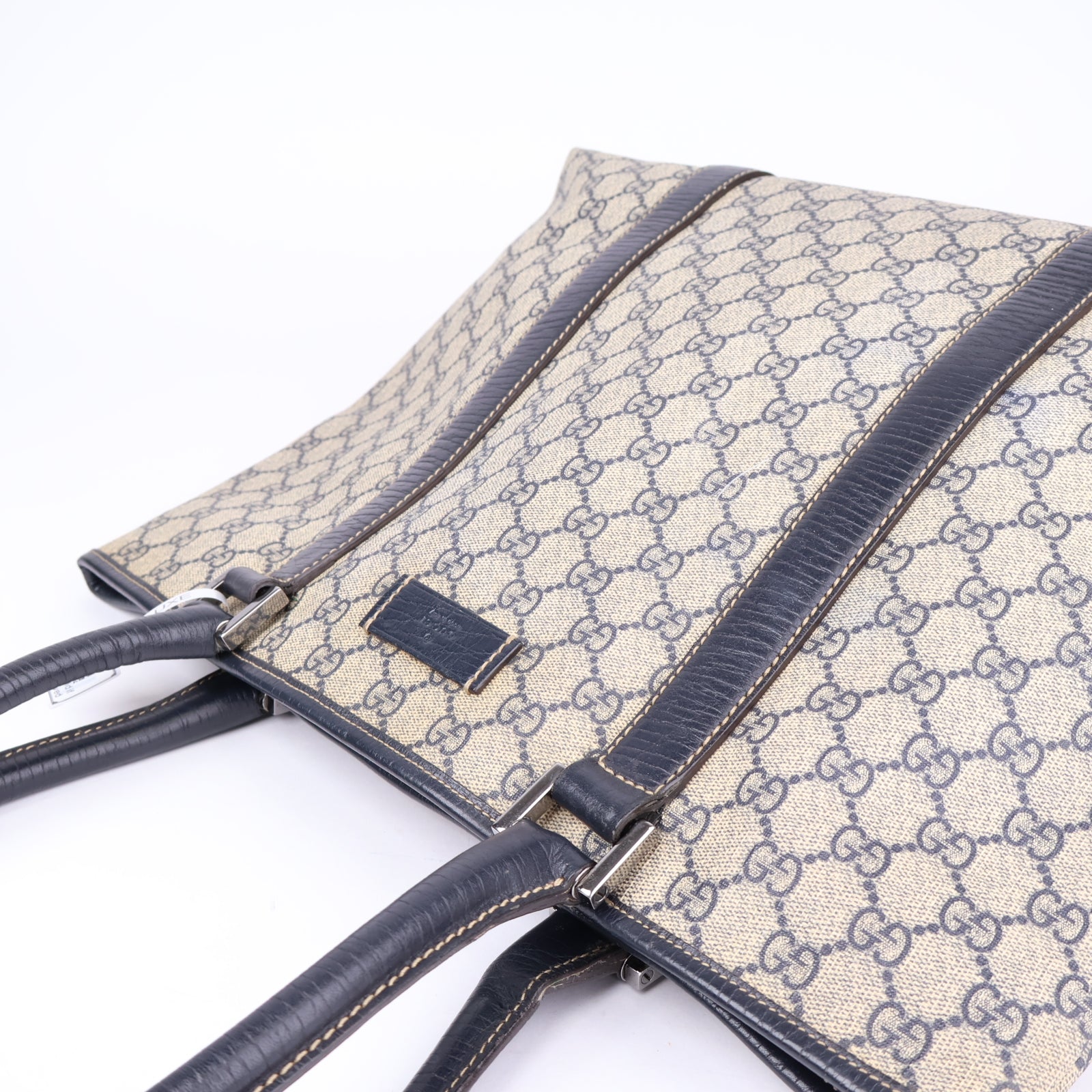 J1090 Gucci Beige/Ebony Coated Canvas Large Tote Bag- Pre Owned