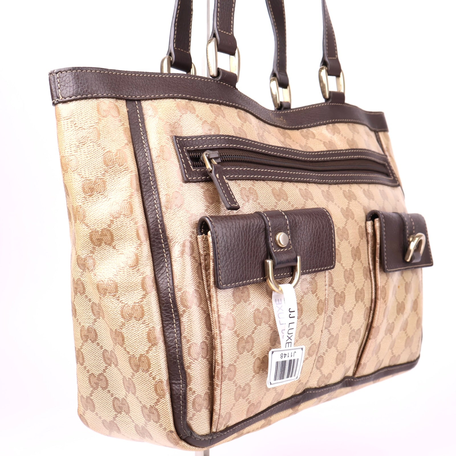 J1148 Gucci Brown GG Canvas Abbey D-Ring Tote Bag- Pre Owned