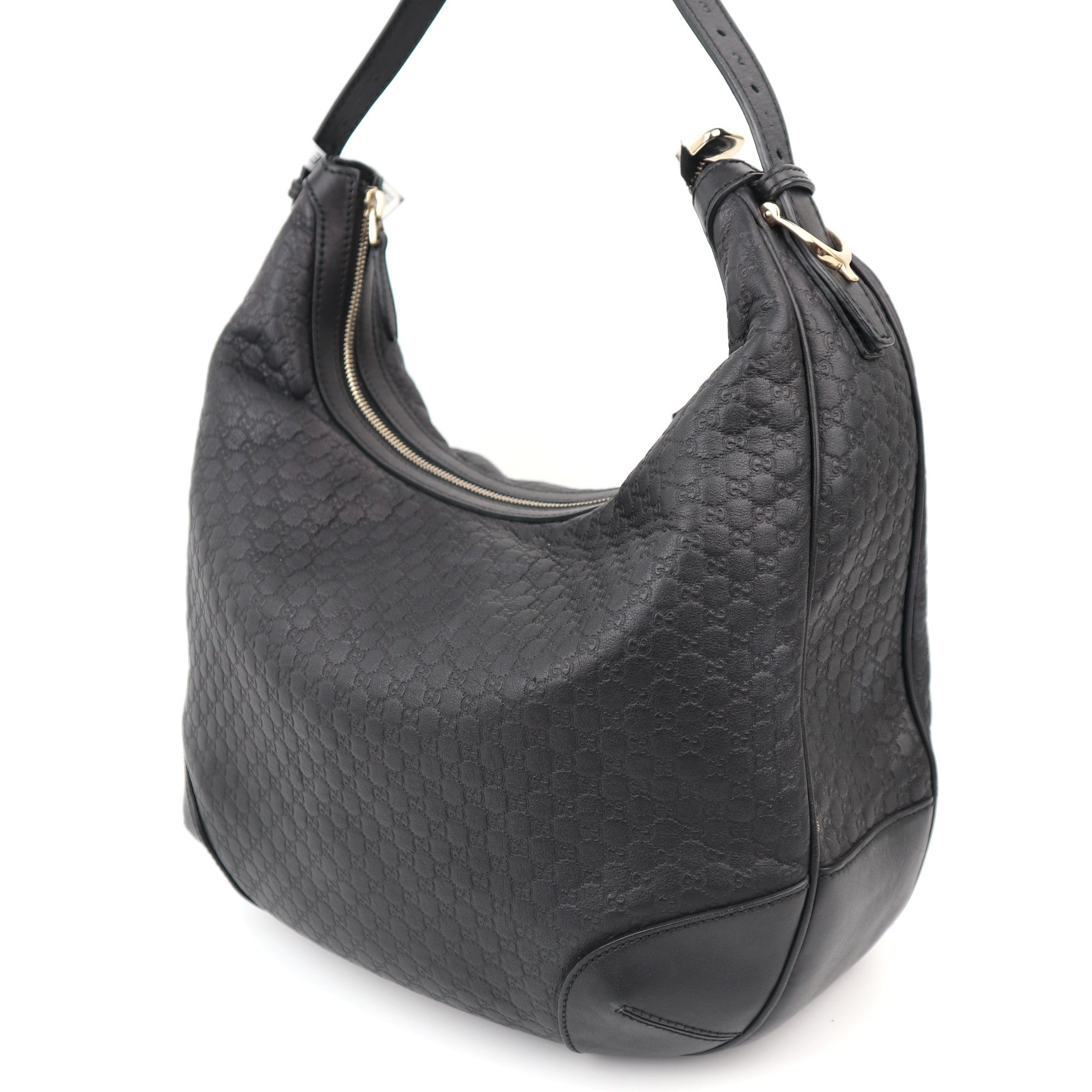 C1231 Gucci Black Microguccissima Leather Bree Hobo Bag-Pre Owned