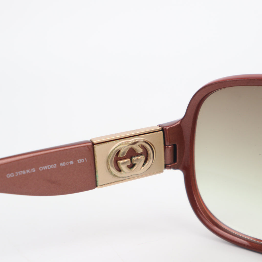 C2725 Gucci Sunglasses GG Gold Logo Sunglasses | Pre-Owned Very Good Gold Acetate / Metal GG