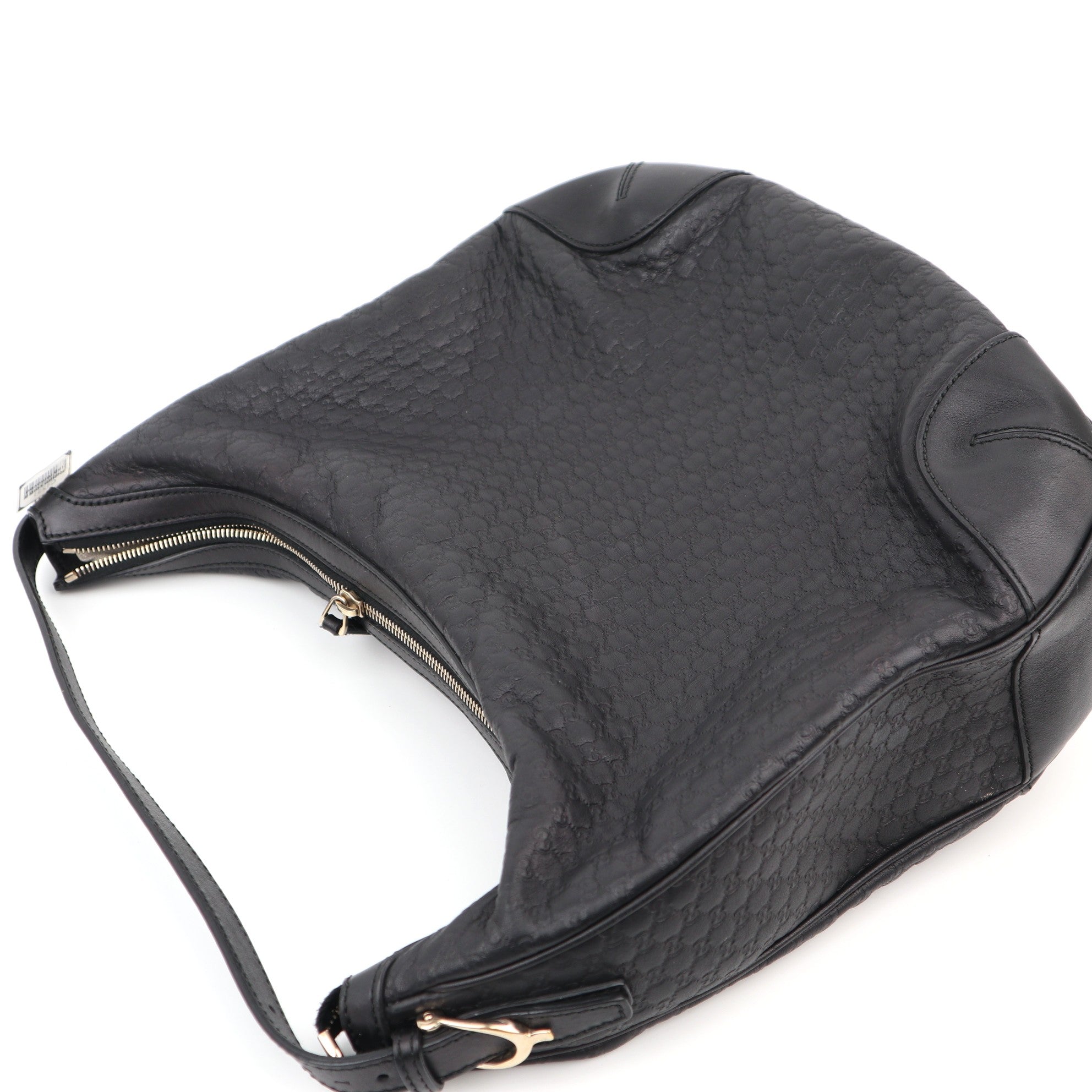 C1231 Gucci Black Microguccissima Leather Bree Hobo Bag-Pre Owned