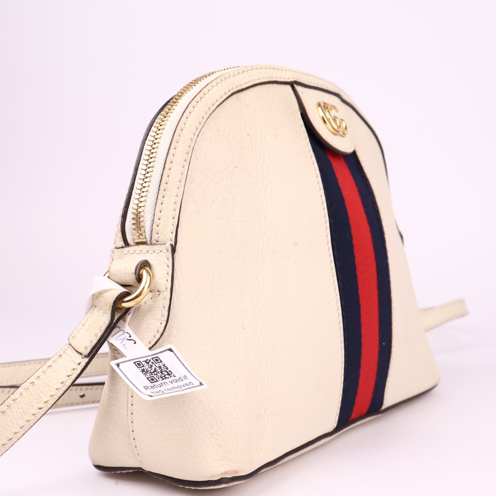 J1157 Gucci Ophidia Shoulder Bag Small White in Leather- Pre Owned