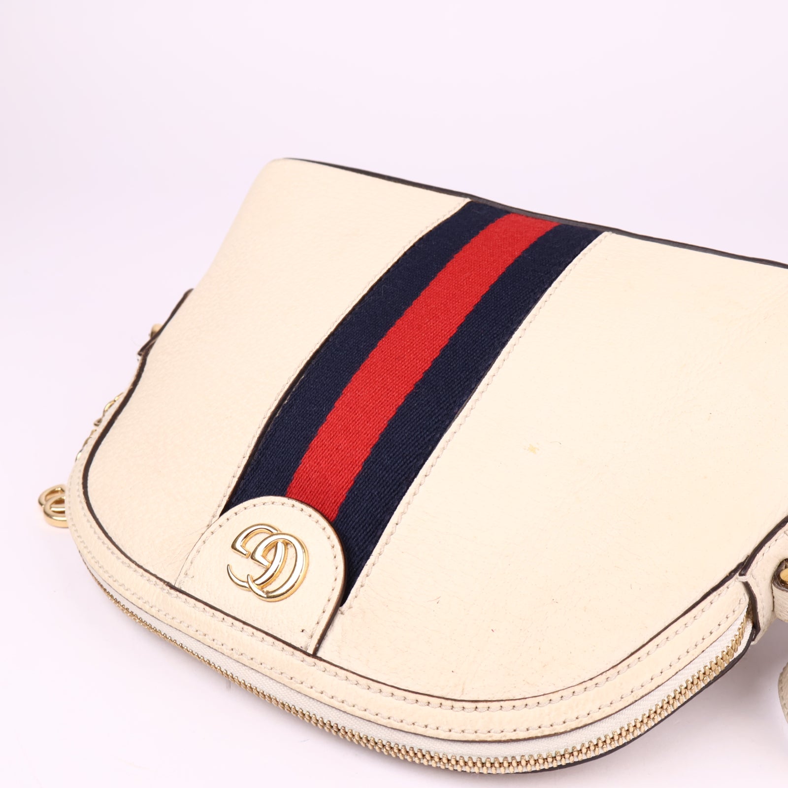 J1157 Gucci Ophidia Shoulder Bag Small White in Leather- Pre Owned