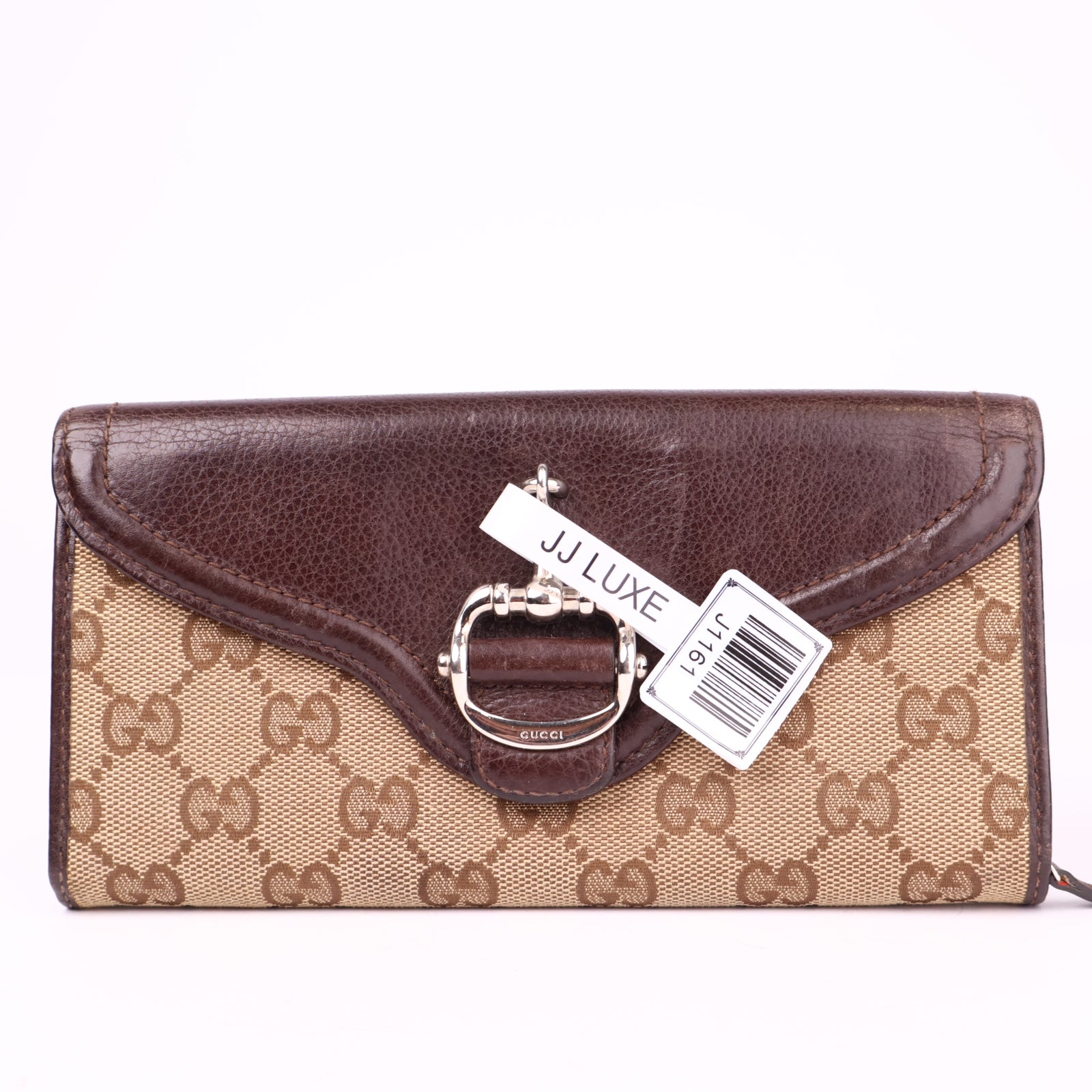 J1161 Gucci GG Supreme Monogram Bi-Fold Wallet- Pre Owned