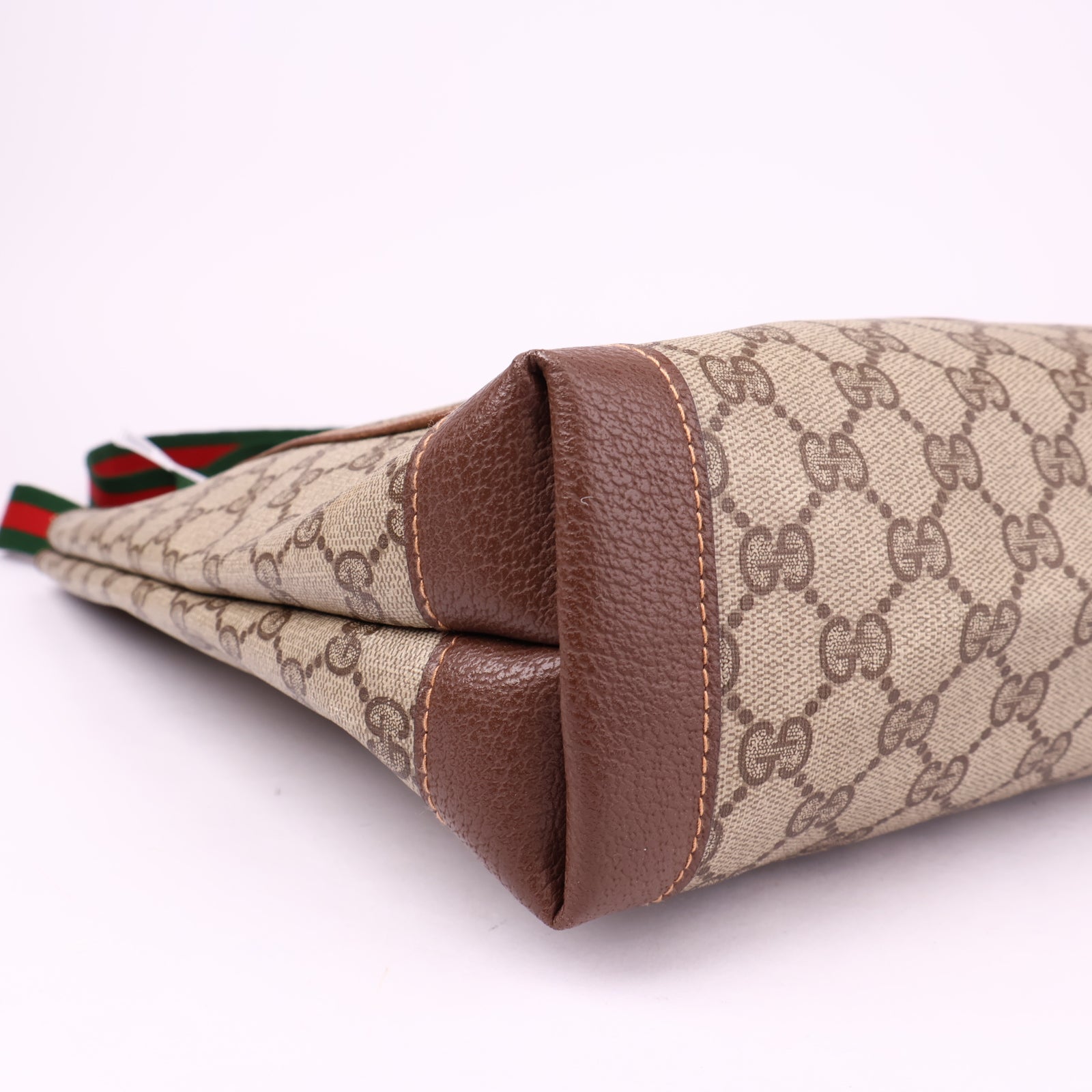 J1168 Gucci Web Stripe Sherry Line Coated Canvas Shoulder Tote Bag- Pre Owned
