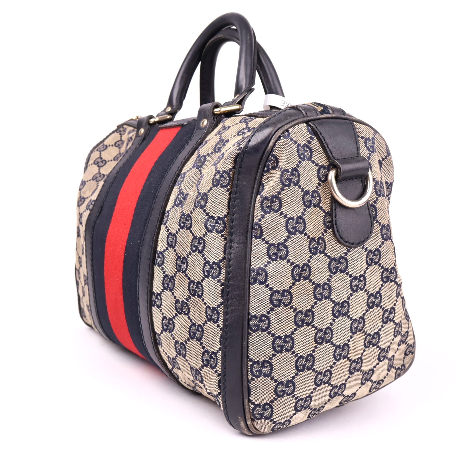 J1159 GUCCI Web Medium Original GG Boston Bag- Pre Owned