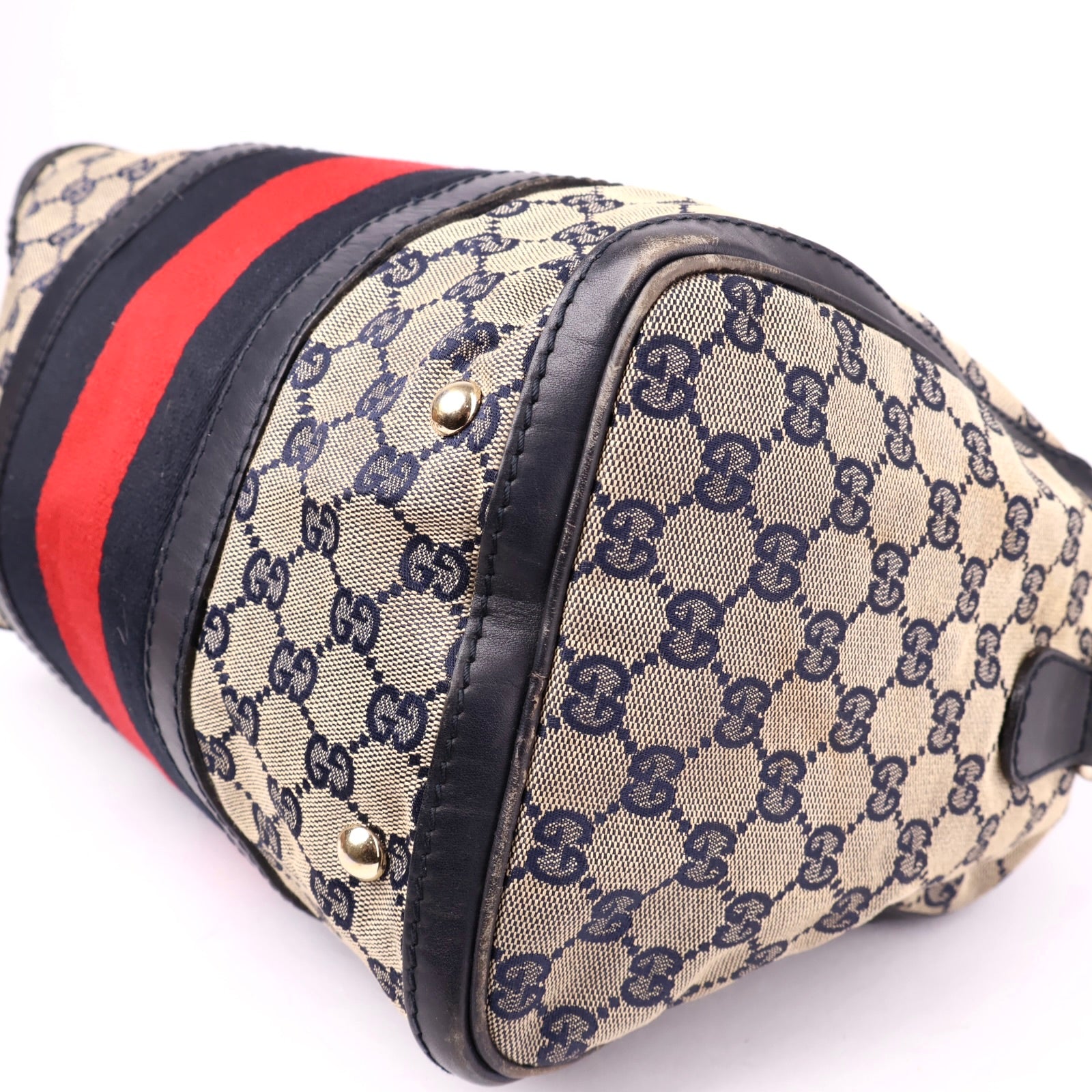J1159 GUCCI Web Medium Original GG Boston Bag- Pre Owned