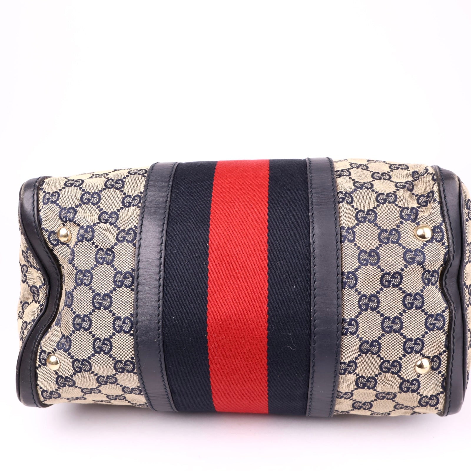 J1159 GUCCI Web Medium Original GG Boston Bag- Pre Owned