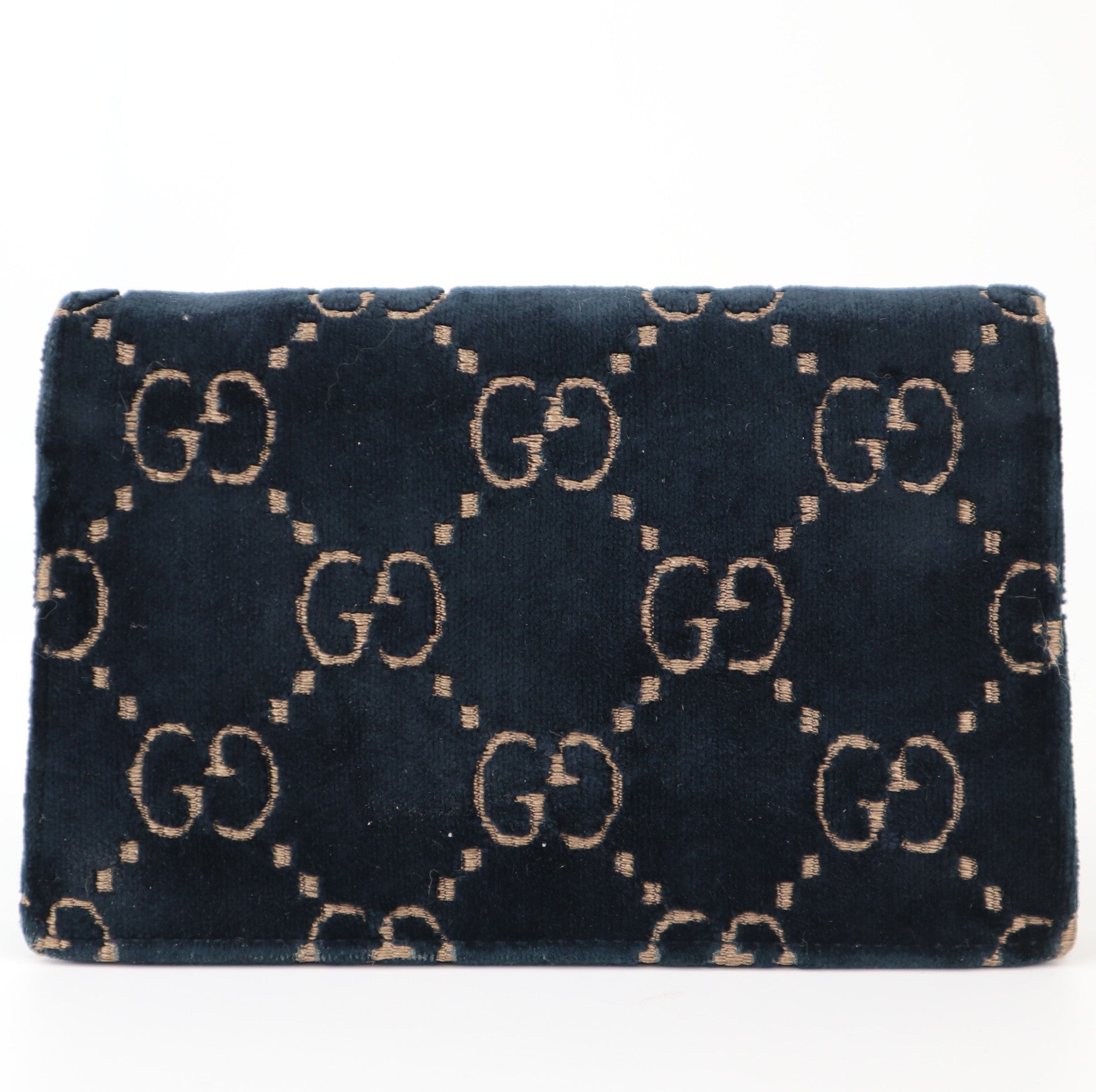 C1236# Gucci Blue/Black GG Velvet Super Mini Dionysus Chain Bag-Pre Owned